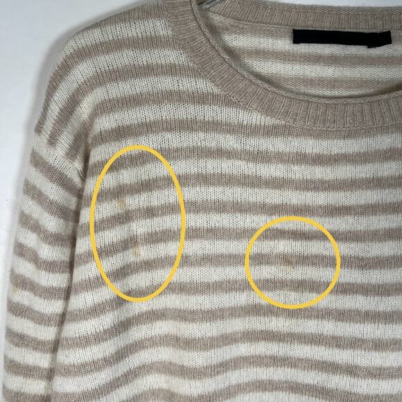Jenni Kayne Women's Wool Cashmere Crew Neck Striped Sweater L Long Sleeve *Read - Picture 7 of 8
